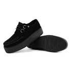 Viva High Creeper Black Suede Platform Lace-Up Goth Shoes-TruClothing