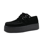 Viva High Creeper Black Suede Platform Lace-Up Goth Shoes-TruClothing