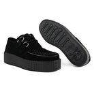 Viva High Creeper Black Suede Platform Lace-Up Goth Shoes-TruClothing