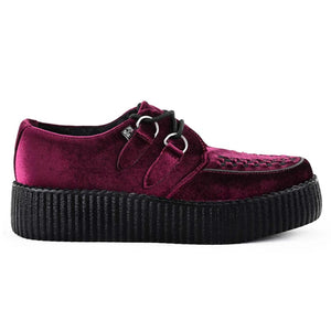 Viva High Creeper Burgundy Velvet Platform Lace-Up Shoes-TruClothing