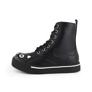 Women's Kitty Black Vegan Leather Combat Sneaker Boots-TruClothing