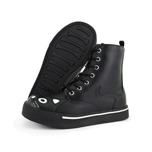 Women's Kitty Black Vegan Leather Combat Sneaker Boots-TruClothing