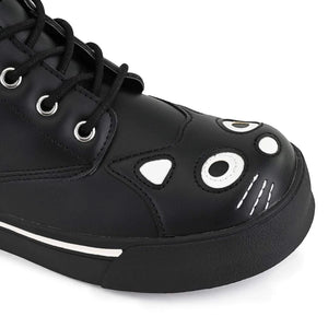 Women's Kitty Black Vegan Leather Combat Sneaker Boots-TruClothing