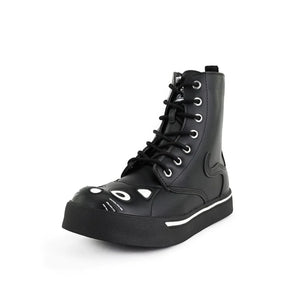 Women's Kitty Black Vegan Leather Combat Sneaker Boots-TruClothing