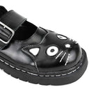 Women's Mary Jane Kitty Black Leather Platform Goth Shoes-TruClothing
