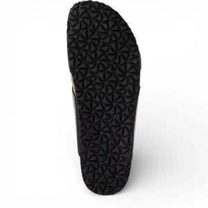 Men's Black Leather Slip-On Footbed Slipper Sandals - Tamaris - 4
