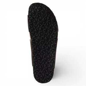 Men's Brown Leather Slip-On Footbed Slipper Sandals - Tamaris - 4