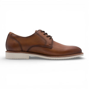 Men's Cognac Brown Leather Plain Toe Derby Shoes