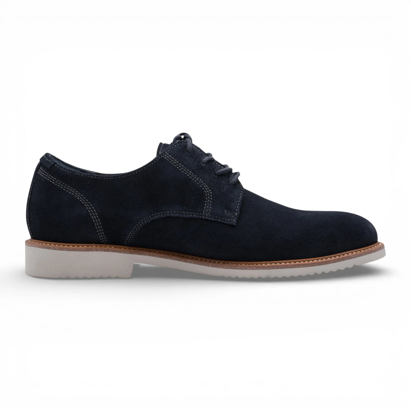 Men's Navy Blue Suede Leather Plain Toe Derby Shoes