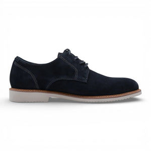 Men's Navy Blue Suede Leather Plain Toe Derby Shoes