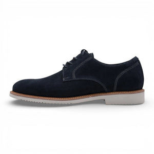 Men's Navy Blue Suede Leather Plain Toe Derby Shoes