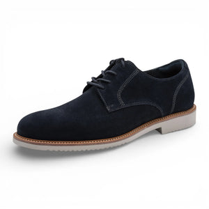 Men's Navy Blue Suede Leather Plain Toe Derby Shoes
