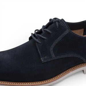 Men's Navy Blue Suede Leather Plain Toe Derby Shoes