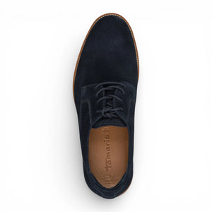 Men's Navy Blue Suede Leather Plain Toe Derby Shoes