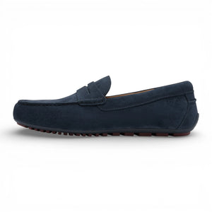 Men's Navy Blue Suede Moccasin Loafers
