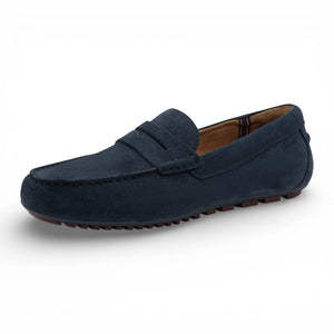 Men's Navy Blue Suede Moccasin Loafers