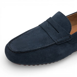 Men's Navy Blue Suede Moccasin Loafers