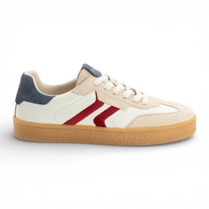 Men's Off White Leather Red Stripe Sneakers