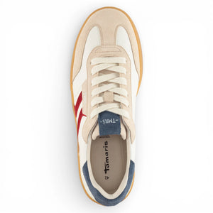 Men's Off White Leather Red Stripe Sneakers