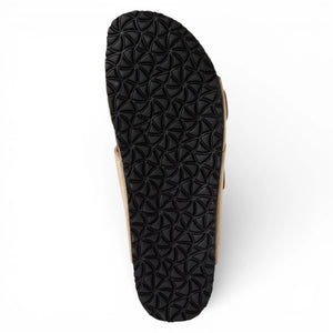 Sandali ciabatta da uomo in pelle beige sabbia, senza lacci, con plantare - Tamaris - 4