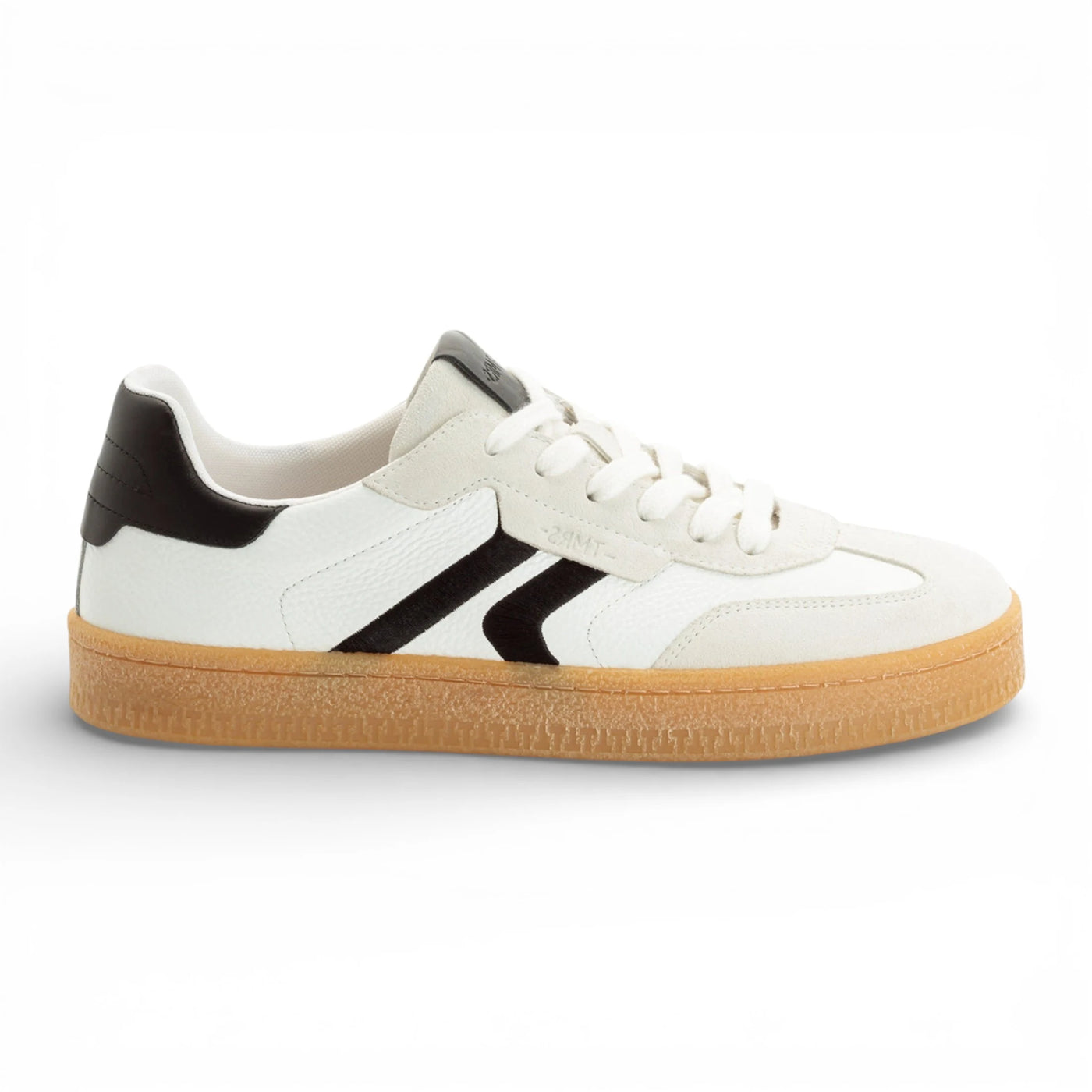 Men's White Leather Black Stripe Sneakers