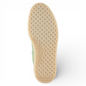 Women's Green Leather Neon Stripes Sneakers