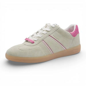 Women's Green Pink Leather Sneakers