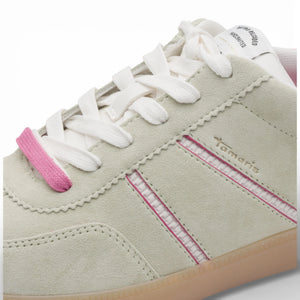 Women's Green Pink Leather Sneakers