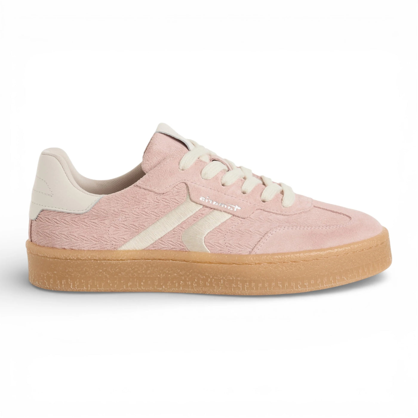 Women's Pink Leather White Stripes Sneakers