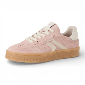 Women's Pink Leather White Stripes Sneakers
