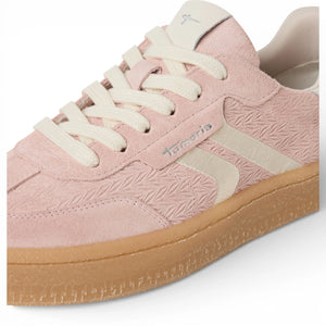 Women's Pink Leather White Stripes Sneakers
