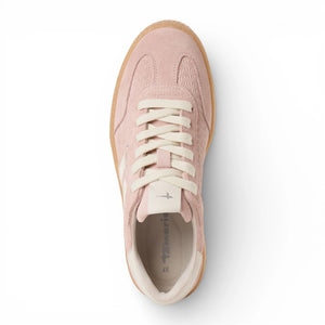 Women's Pink Leather White Stripes Sneakers