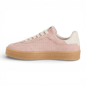 Women's Pink Leather White Stripes Sneakers