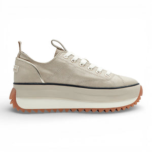 Women's Platform Beige Lace-Up Sneakers