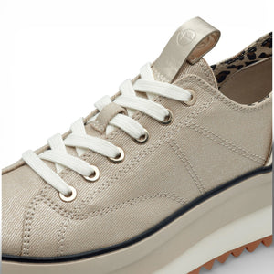 Women's Platform Beige Lace-Up Sneakers