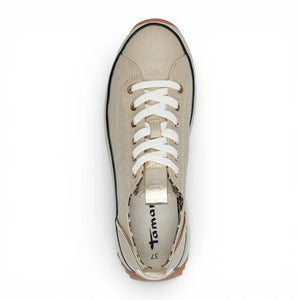 Women's Platform Beige Lace-Up Sneakers