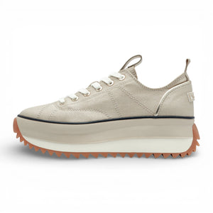 Women's Platform Beige Lace-Up Sneakers