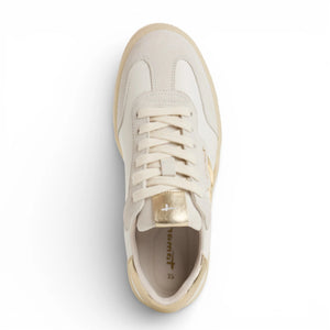 Women's White Leather Golden Stripes Sneakers