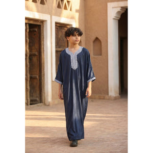 HM61 - Boys Moroccan Thobe Short Sleeve Embroidery Gandoura-TruClothing