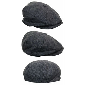 Boys Herringbone Newsboy Hat Flat Cap-TruClothing