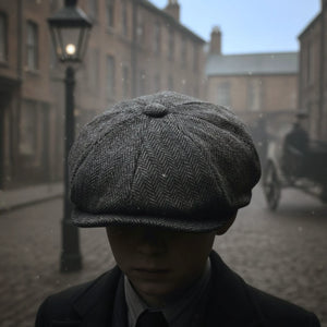 Boys Herringbone Newsboy Hat Flat Cap-TruClothing