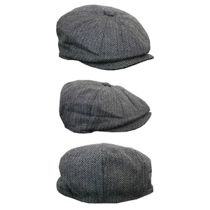 Boys Herringbone Newsboy Hat Flat Cap-TruClothing