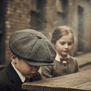 Boys Herringbone Newsboy Hat Flat Cap-TruClothing