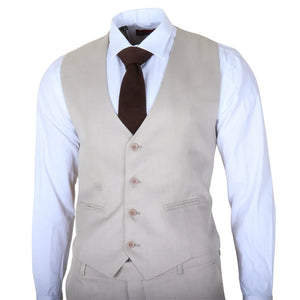 IM1 - Men's Classic Plain Cream 3 Piece Suit-TruClothing