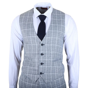 IM11 - Men's Light Blue 3 Piece Plaid Check Suit-TruClothing