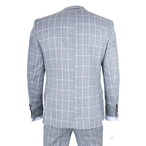 IM11 - Men's Light Blue 3 Piece Plaid Check Suit-TruClothing