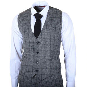 IM11 - Men's Charcoal 3 Piece Tailored Fit Check Suit-TruClothing