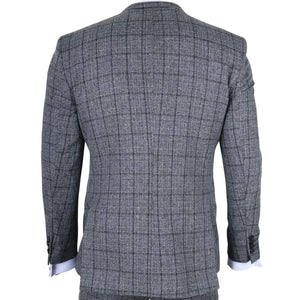 IM11 - Men's Charcoal 3 Piece Tailored Fit Check Suit-TruClothing