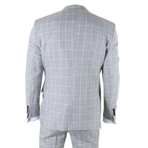 IM11 - Men's Grey 3 Piece Tailored Fit Check Suit-TruClothing