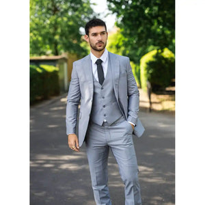 IM30 - Men's Grey 3 Piece Stitch Lapel Formal Suit-TruClothing